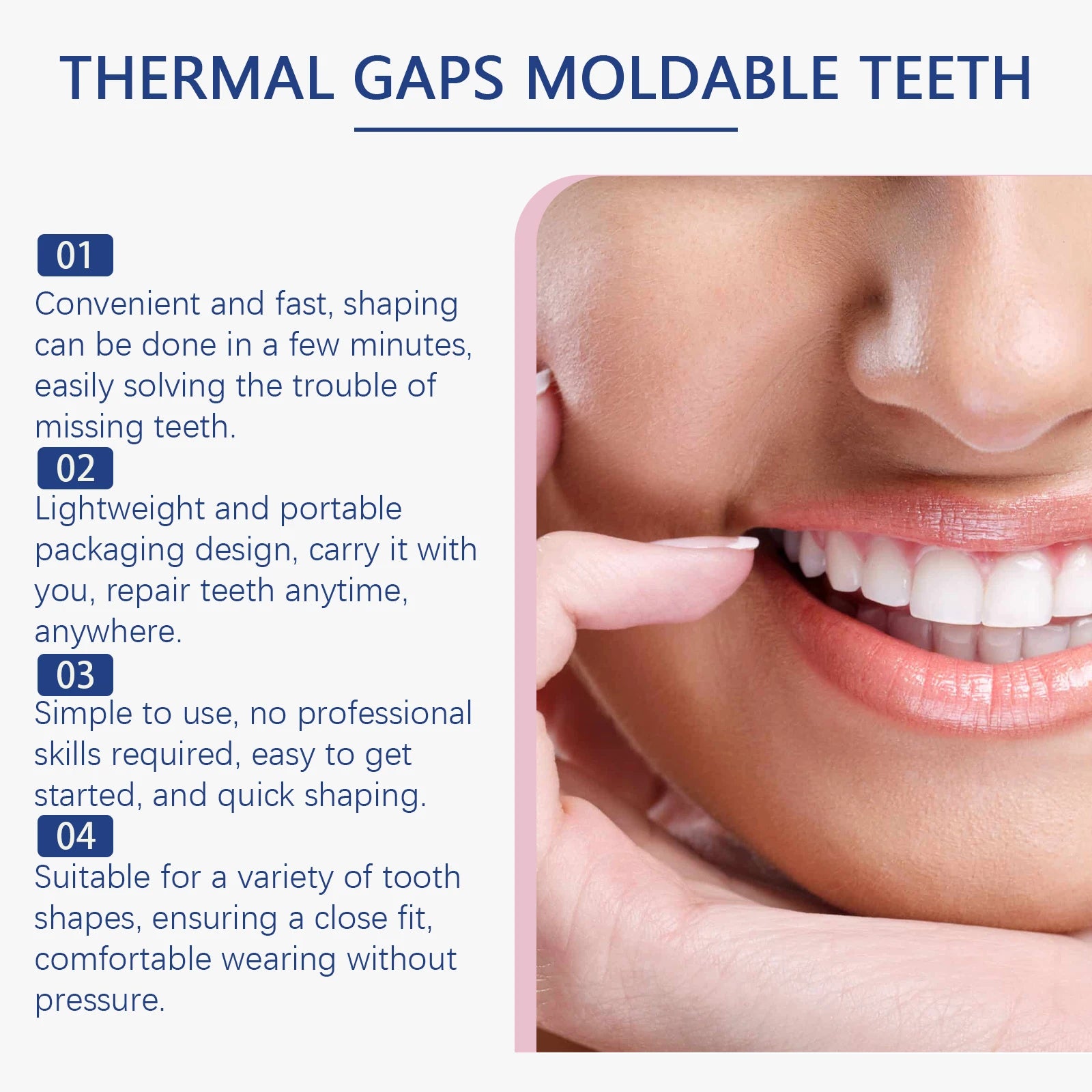 Thermoplastic Denture Adhesive Temporary Tooth Repair Kit Moldable Teeth and Gaps False Teeth Solid Glue Dental Filling Material Qme