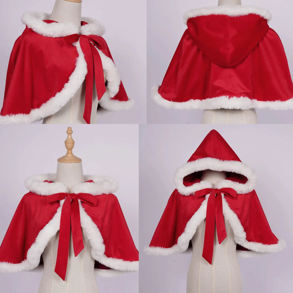 Womens Christmas Dresses Santa Christmas Outfits Cute Lolita Dress Red Green Purple Xmas Halloween Cosplay Costume For Adult Qme