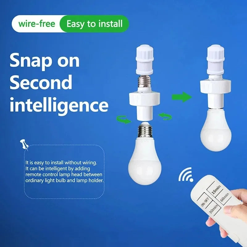 Wireless Remote Control Smart Timer Switch E27 Lamp Holder 110V 220V House Multi Light Switch Baby Room Bedroom Timer Switch Qme