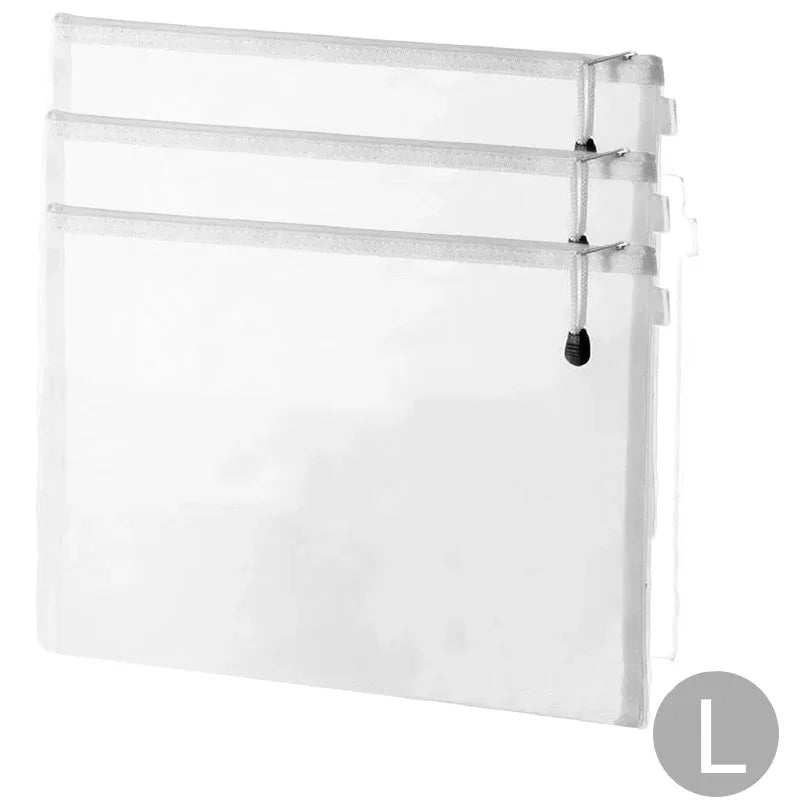Mesh Zipper File Bag Toy Storage Bag Building Block Puzzle Sub-package Bag Children Zipper Transparent Finishing Storage Box Qme L 3PCS