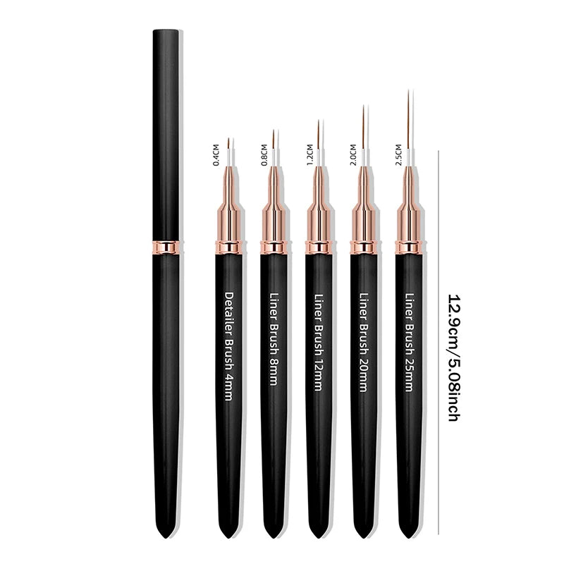 Nail Art Liner Brushes Sizes Painting Design Pen 4 8 12 20 Drawing Qme 1set