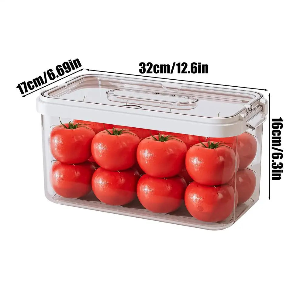 Refrigerator Storage Box With Lids Leakproof Transparent Large-Capacity Fruit Vegetable Storage Organizer For Flour Sugar Beans Qme China Mainland White