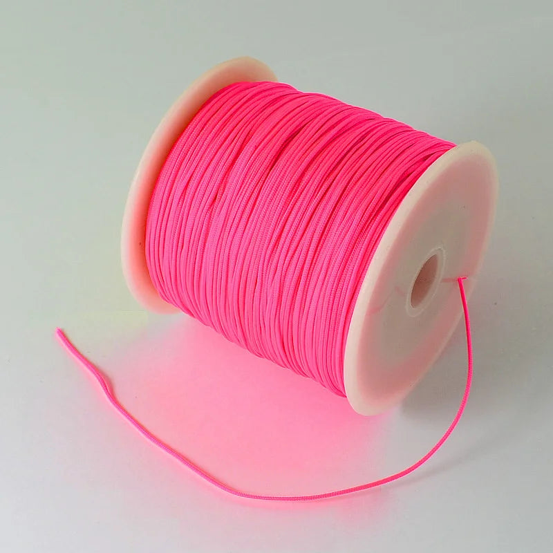 PandaHall about 150yards/rollBraided Nylon Thread Chinese Knotting Cord Beading Cord for Beading Jewelry Making Colorful 0.5mm Qme Deep Pink 0.8mm