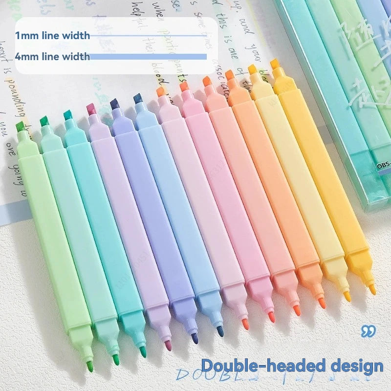 Dual Tip Highlighters Pens 12 Colors Bible Pens No Bleed With Soft Tip Aesthetics Pens Markers Kawaii Stationary For Students Qme 12 colors