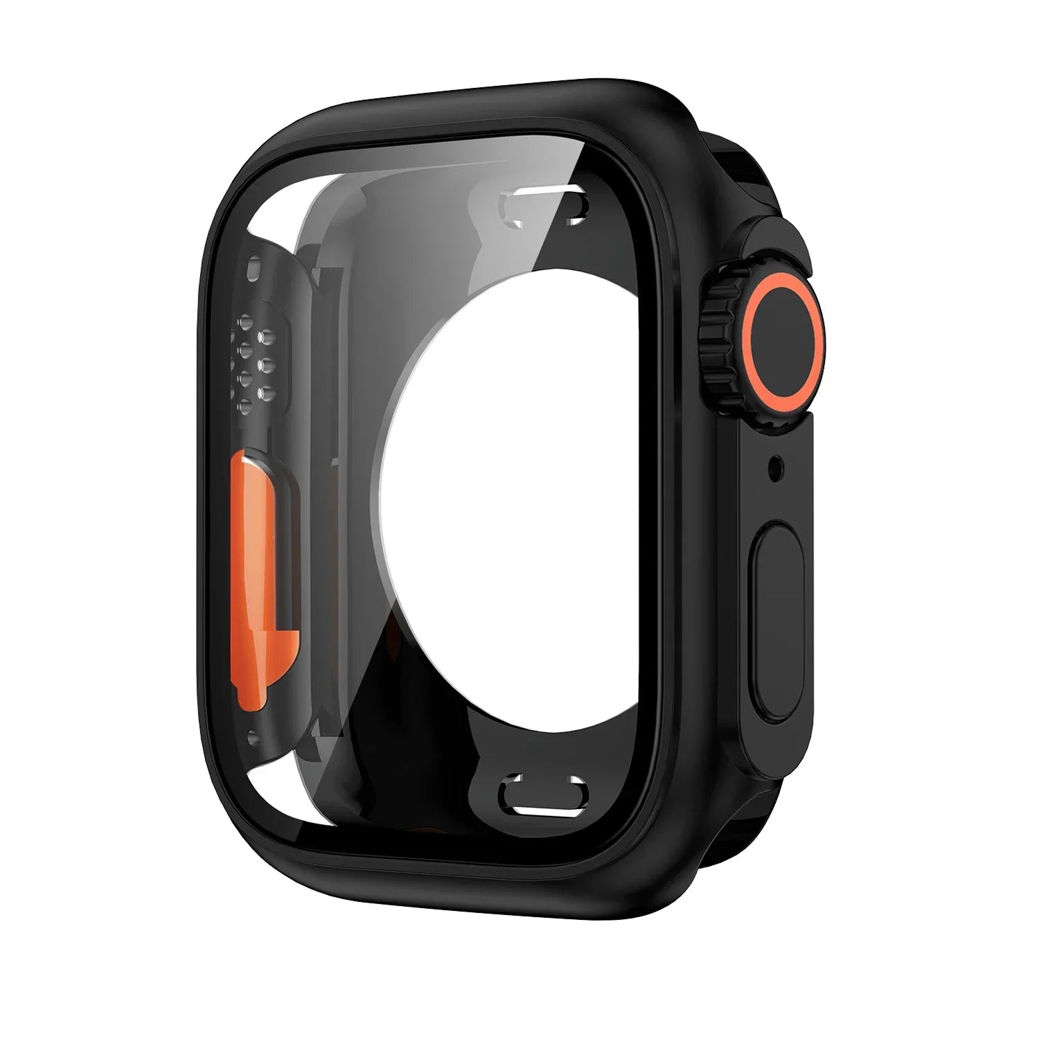 PC Case for Apple Watch Series 9 8 7 4 5 6 SE 45 44 Screen Protector Hard Shell Tempered Glass Change To Ultra 49mm cover Bumper Qme Black 40mm