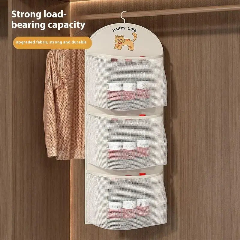 2 3Layer Large Capacity Storage Mesh Bag Underwear Socks Breathable Qme