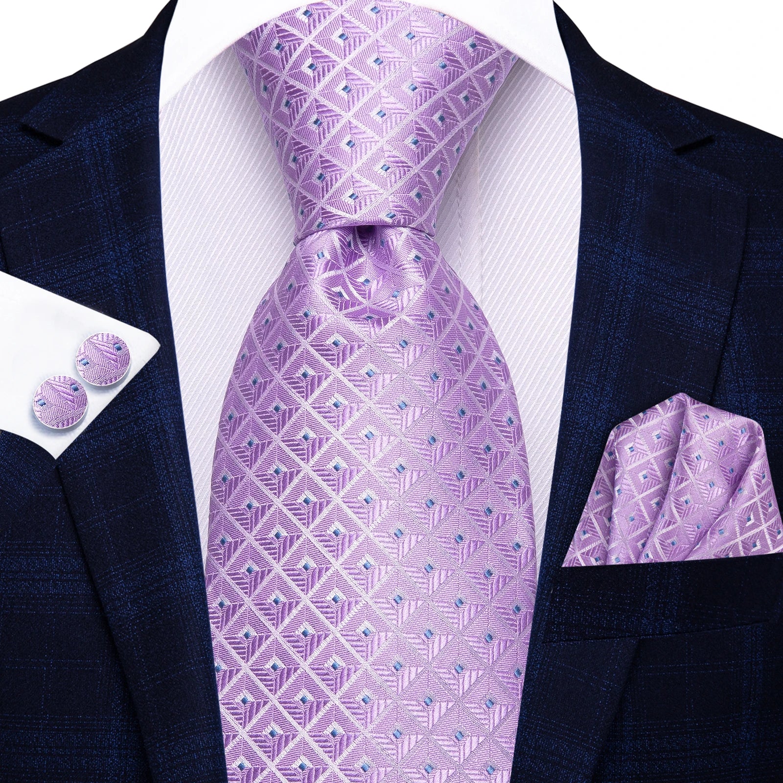 Hi-tie Mens Tie Black Green Purple Geometric Striped Paisley Floral Qme HT-LDSN3983