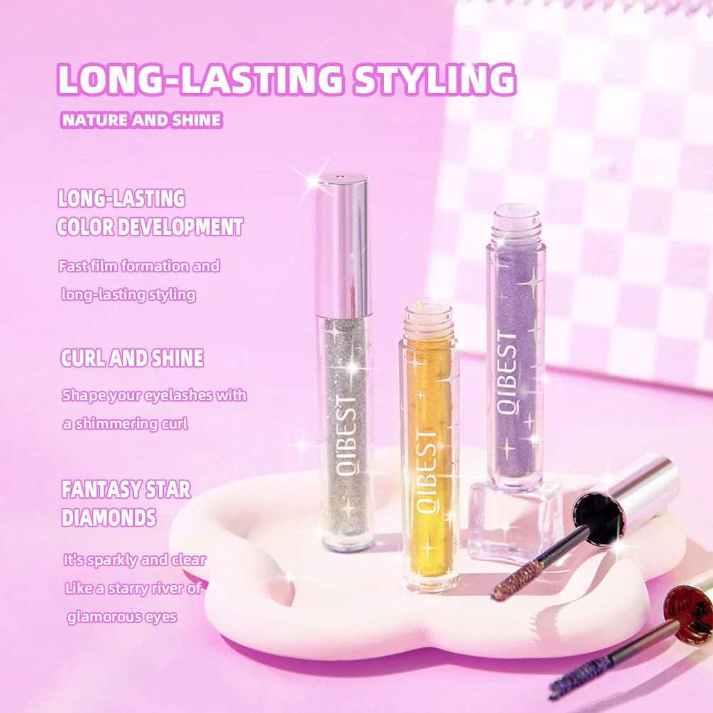 1 PC Diamond Mascara Shining Galaxy Sequins Sweat Proof Glitter Eyelashes Quick Dry Lasting Curling Thick Mascara Shimmer Makeup Qme