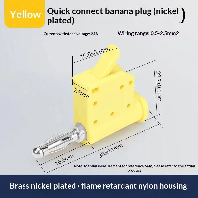 1 24A Current Quick Wire Connector Solderless Banana Plug Audio Qme Yellow 1PCS