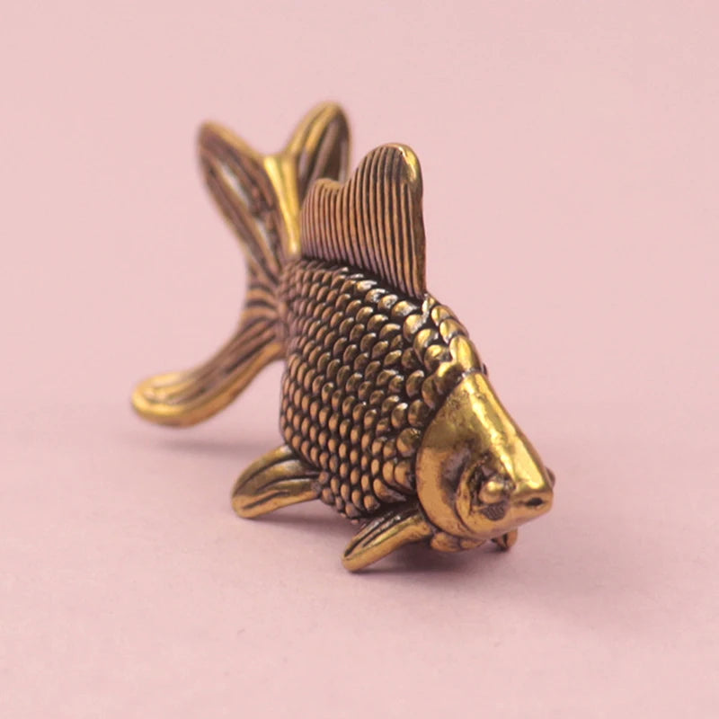 Desk Decoration Tea Pet Cute Gifts Goldfish Figurines Retro Brass Qme