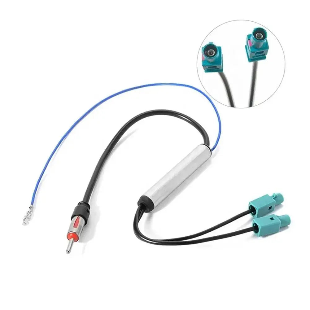 NEW FM Audio- Cable Dual Fakra-Din Aerial Antenna Adapter for VW Car Accessories Vehicle Radio Stereo Antenna with Amplifier Qme