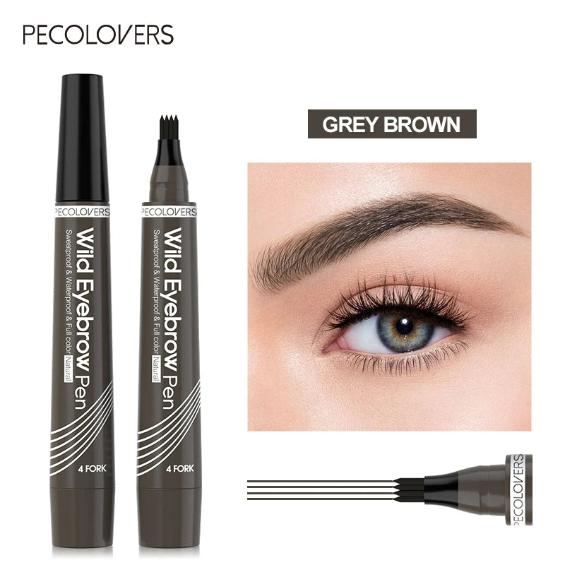 4 Fork Waterproof Eyebrow Pencil Women 3D Long Lasting Natural Liquid Qme 04