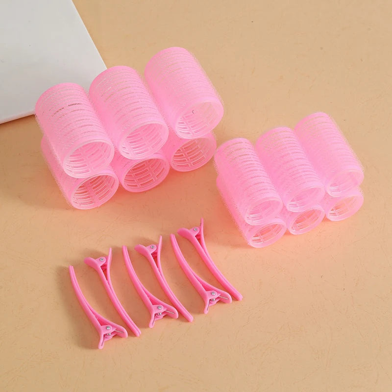 Heatless Self-grip Hair Rollers Clip Curlers DIY Styling Tools Volume Qme Light pink