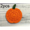 Crochet Pumpkin Coasters,Funny Handmade Knitted Coaster, Cute Pumpkin Shaped Mug Cup Mat Table Desk Decoration Housewarming Gift Qme 2pcs