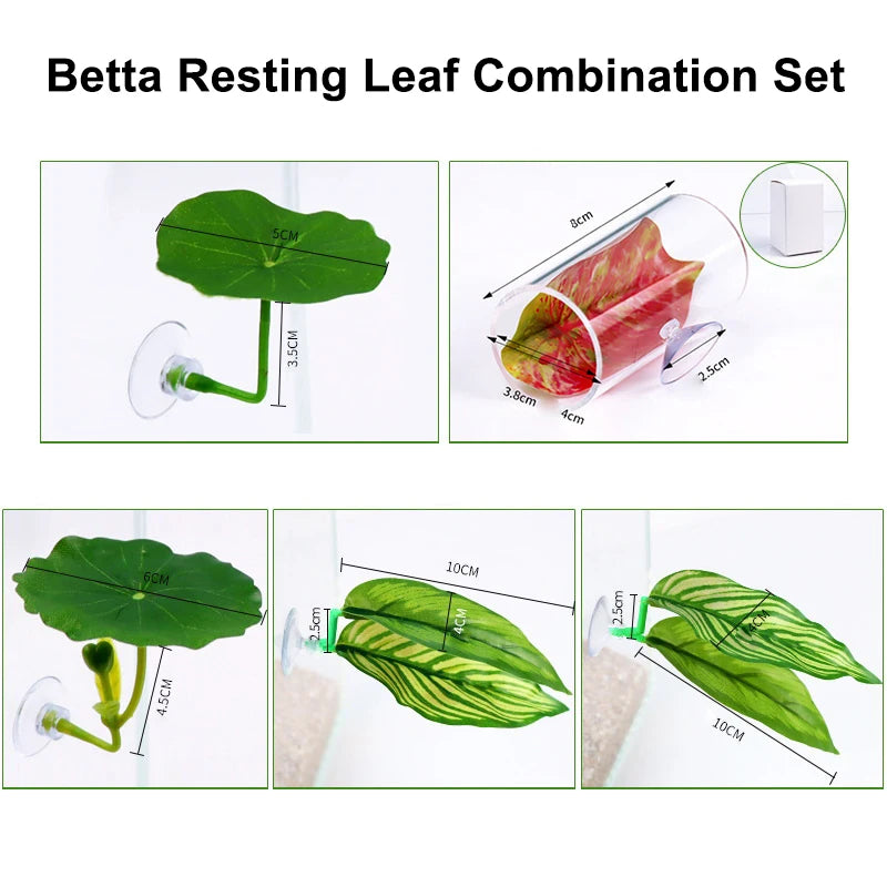 1 Pc Green Leaf Hammock For Betta Fish Stress-Reducing Aquarium-Safe Decor With Suction Cup For Fish Tank Fake Plants Decoration Qme A5