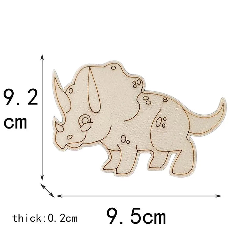 5Pcs Hand Coloring Blank Wooden Pieces Foor Children Handmade Toys Cartoon Dinosaur Wood Crafts Home Ornaments Decor c3542 Qme