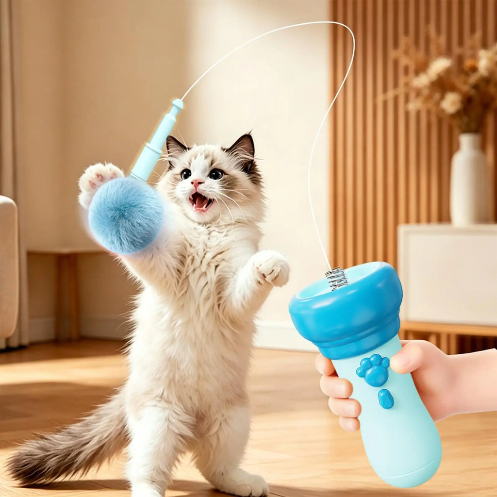 Interactive Wand Cat Toys Smart Automatic Retractable Teaser Stick Interactive Cat Toys For Indoor Kitten Exercise Exercise Play Qme