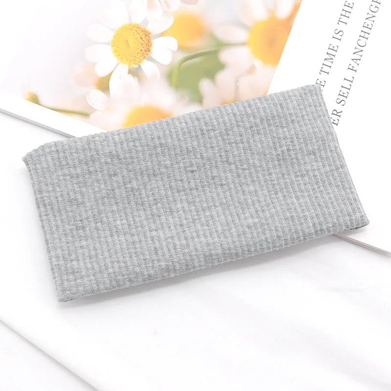 Elastic Solid Headbands Women Yoga Knitting Hairbands Wash Makeup Qme GRAY