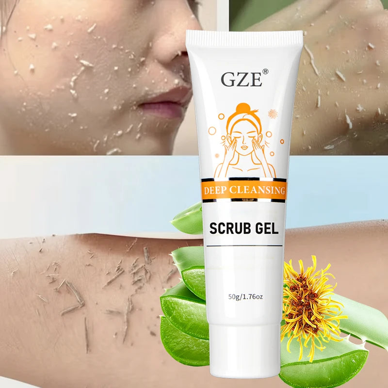 GZE Castor Oil Extract Exfoliating Gel, Face and Body Exfoliating Scrub Gel, Deep Cleansing Moisturizing Facial Exfoliator Qme
