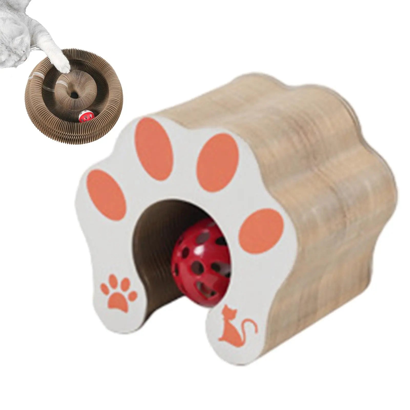 Cardboard Cat Scratcher Foldable Cat Ball Track Toy Pet Games for Hunting Simulation Mental Stimulation Exercise Training Indoor Qme
