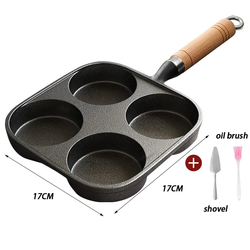 4-Hole Egg Frying Pan Nonstick Cookware Pans Omelet Pot Suitable Gas Qme B