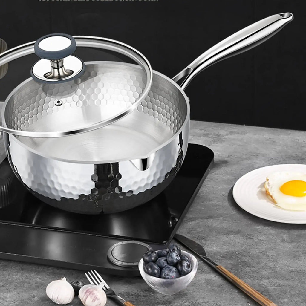 Stainless Steel Pot Non-stick Lid Handle Pour Spout Cooking Steamer Qme