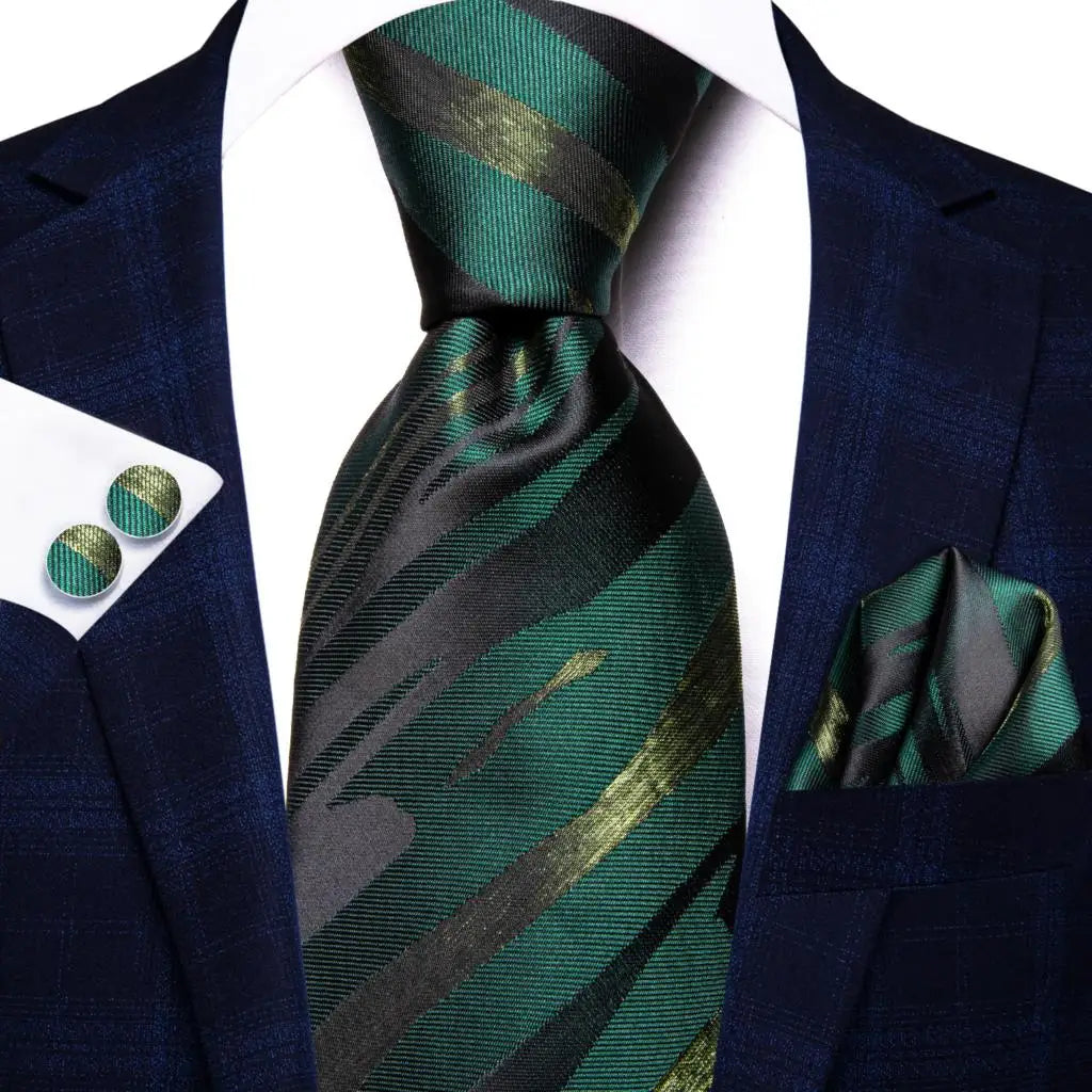 Dark Green Paisley Plaid Tie Men Groom Wedding Sage Mint Necktie