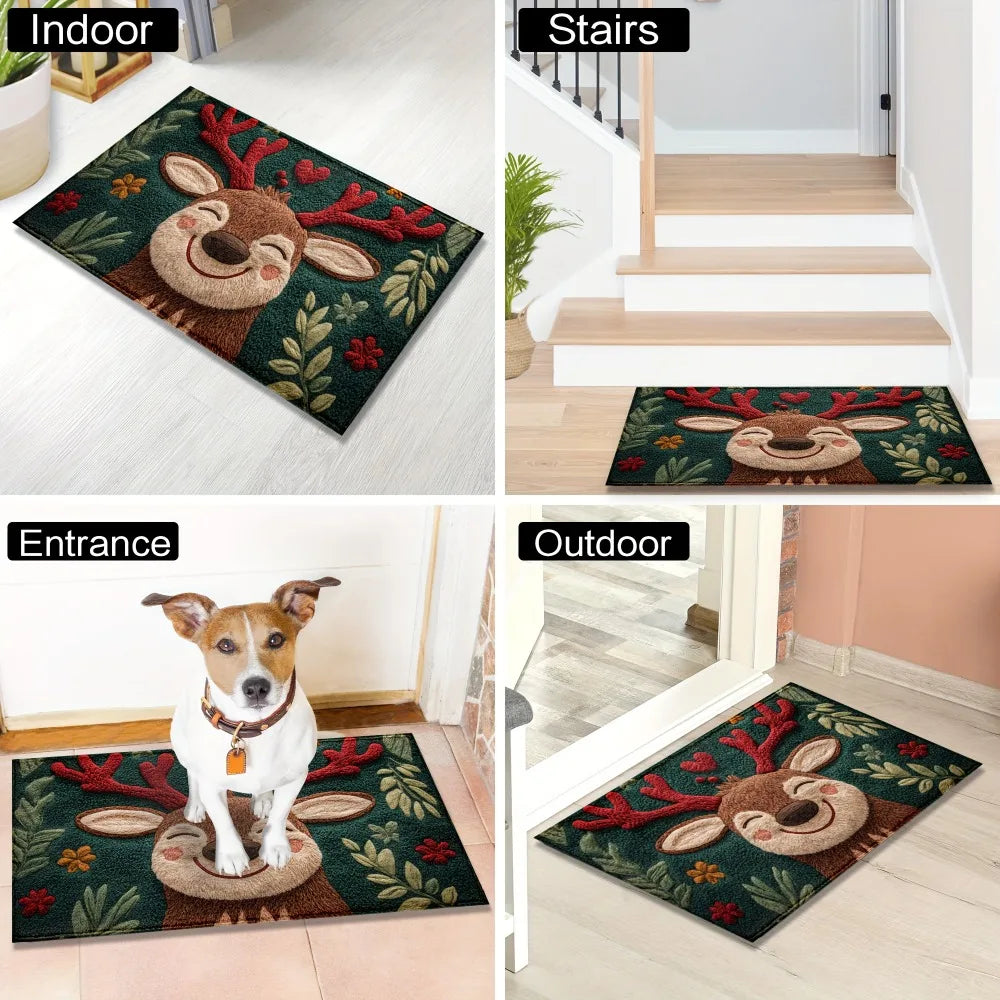 Christmas Doormat Non-slip Santa Claus Design Indoor Outdoor Use Home Qme