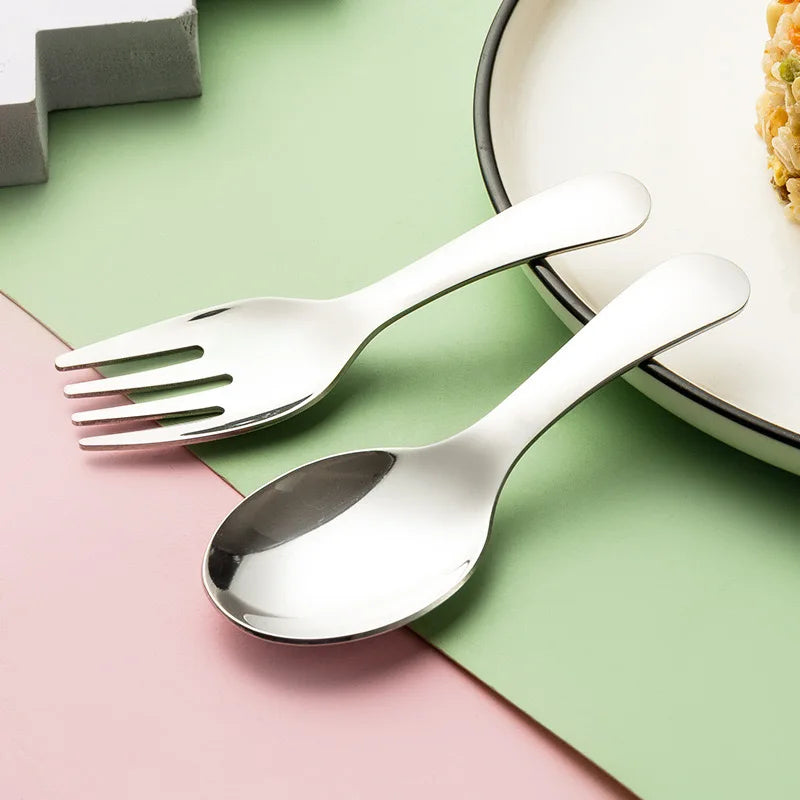 Outdoor Tourism 304 Stainless Steel Portable Tableware, CHILDREN'S Tableware, Dessert Tableware, Spoon and Fork Combination Qme