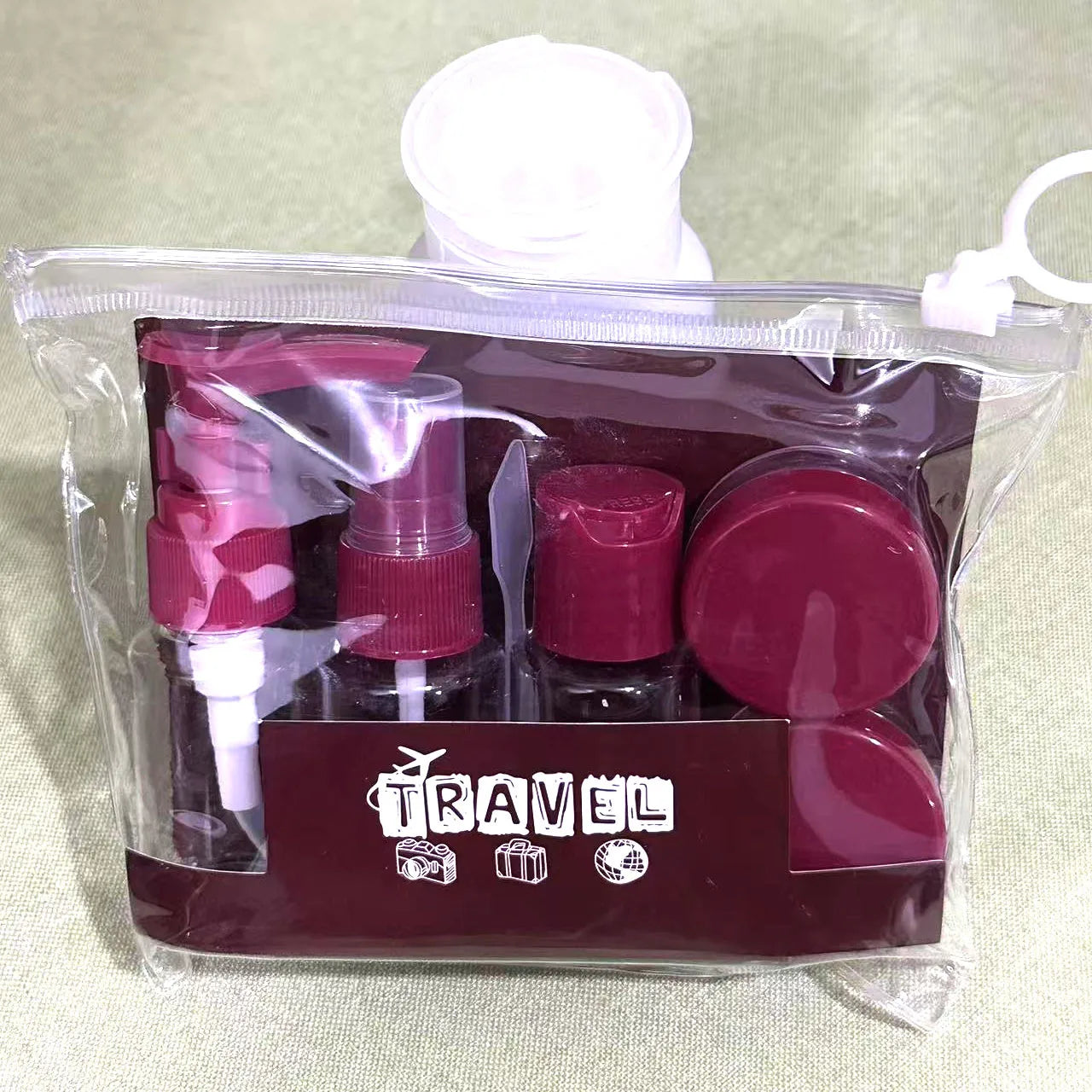 Travel Bottles Leak Proof Press Refillable Containers Cosmetics Qme Wine red