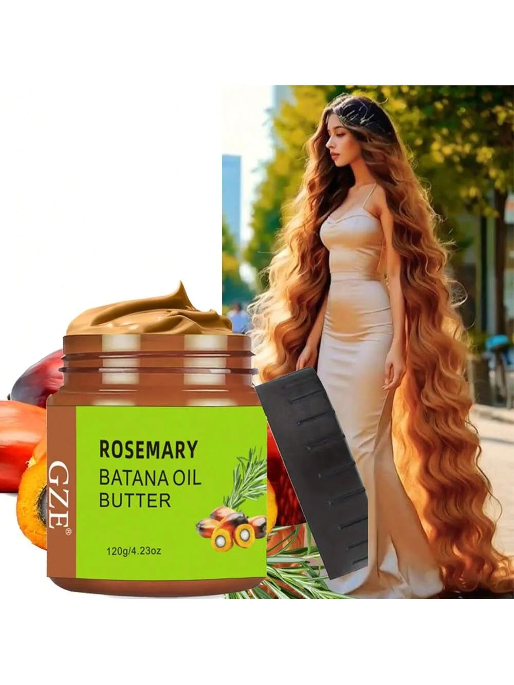 GZE Rosemary Oil & Batana Oil Hair Butter Natural Ingredients Hair Mask Deep Moisturizing Repair Dry Damaged Hair Repair Split Qme