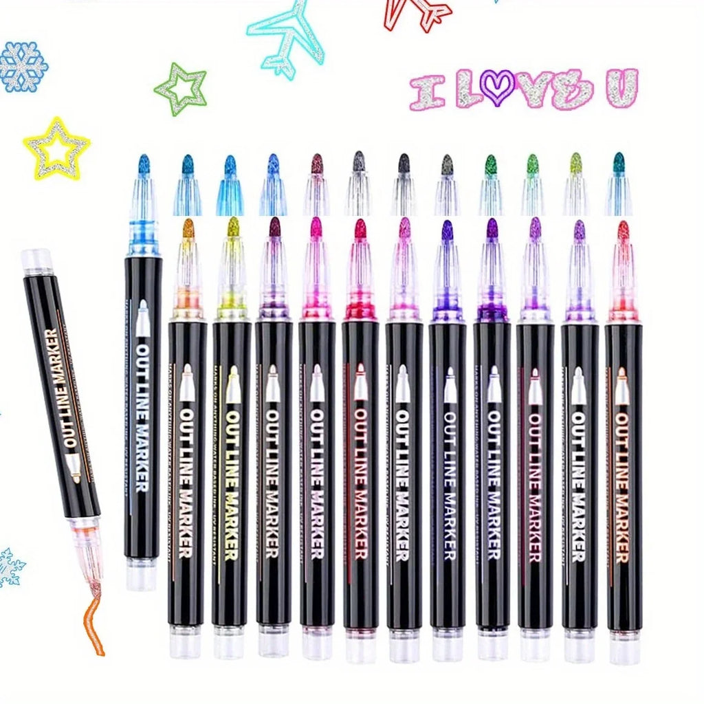 Outline Marker, Metal Glitter Powder Gel Pen, Gift Fashion Items, Cool and Lovely Art Handicraft School Painting Supplies Qme