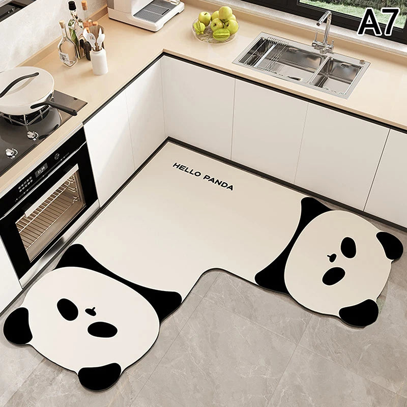 L-shape Absorbent Kitchen Floor Mat Long Diatomite Rug Soft Washable Qme A7