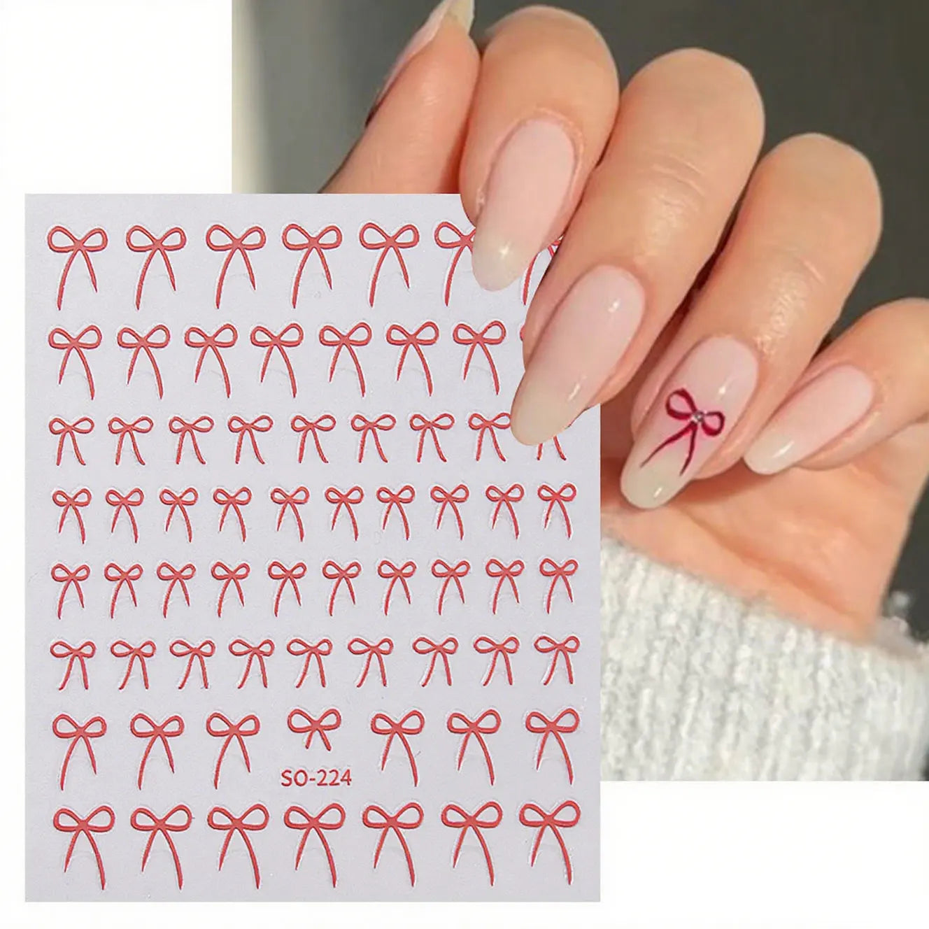 8pcs Mixed Color Bow Nail Art Stickers 3D Cute Red Black Pink Bowknot Nail Charms Foils Gold Laser Effect Bow Manicure Decor Qme
