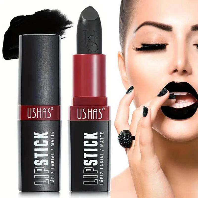 Matte Vampire Black Lipstick Lip Stick Impact Highly Pigmented Velvet Qme