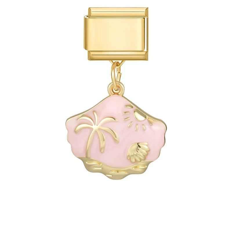 Fashion Flowers Rose Zircon Bowknot Butterfly Golden Italian Charm Links Fit 9mm Stainless Steel Bracelet Women DIY Making Gifts Qme Style 23