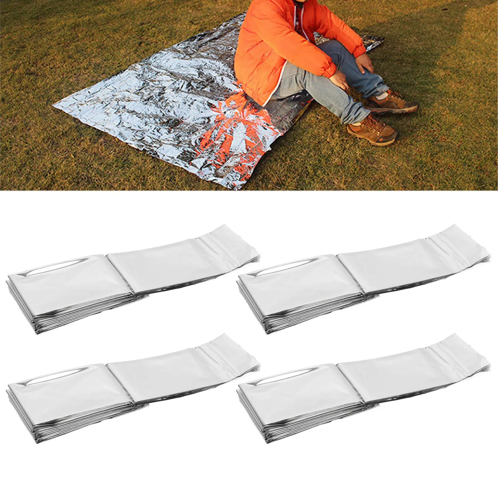 Survival Blanket Portable Emergency Blankets Reflective Multifuncational Waterproof Folding Keep Dry for Camping Qme