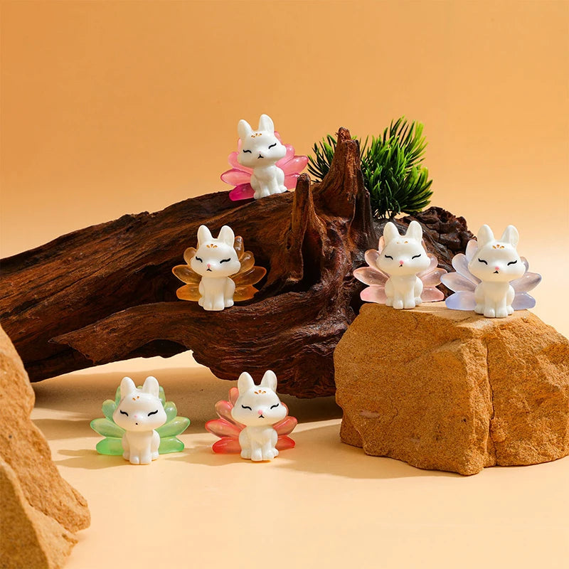 Luminescent Cartoon Fox Figurine DIY Micro Landscape D Cor Unique Qme