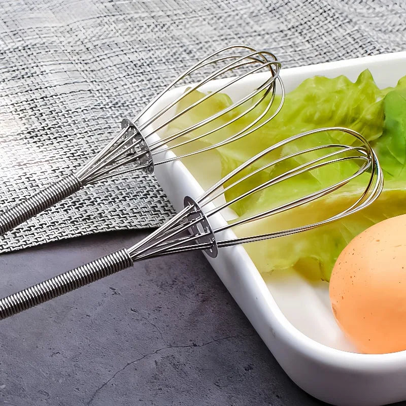 Stainless Steel Agitator Whisk Solid Wood Handle Mini Whisk Portable Manual Whisk Multifunctional Milk Frother Kitchen Tools Qme