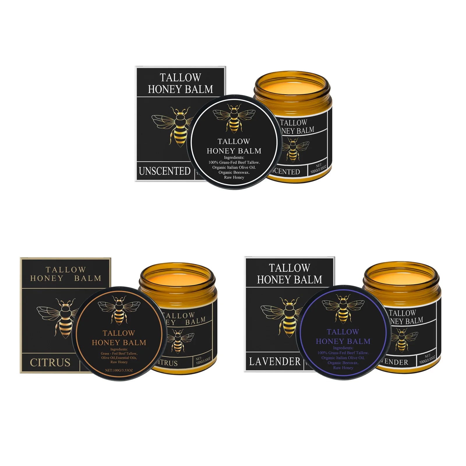 Tallow Honey Balm Firming Nourishing & Hydrating Skin Care Smoothing Soothe Skin Improves Elasticity Tallow Honey Moisturizer Qme