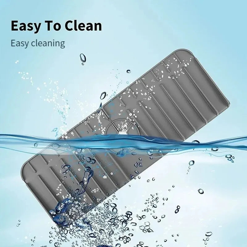 Silicone Faucet Mat Dish Soap Sponge Holder Sink Kitchen Countertop Drying Mat Bathroom Kitchen Sink Splash Guard Drain Pad Qme
