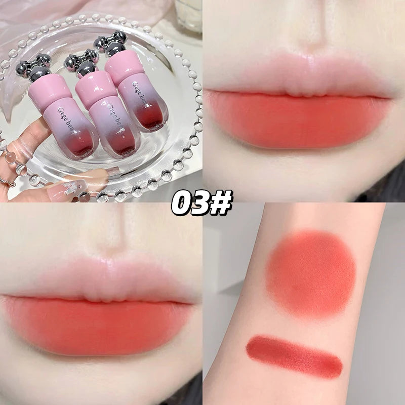 Gege Bear Cute Bow Lip Glaze Matte Velvet Clay Long-lasting Qme GX1359-03