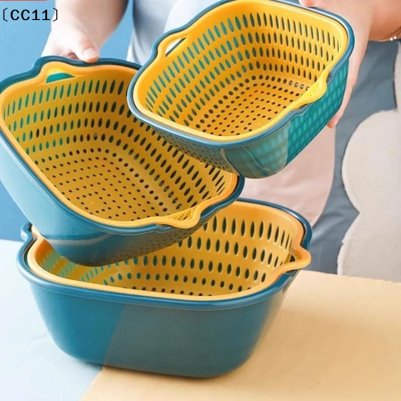 2in1 Kitchen Drain Basket Storage Multifunctional Wash Drainer Qme