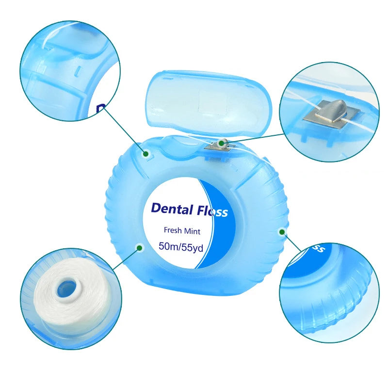 1 Roll 50m Dental Flosser Oral Hygiene Teeth Cleaning Wax Mint Qme