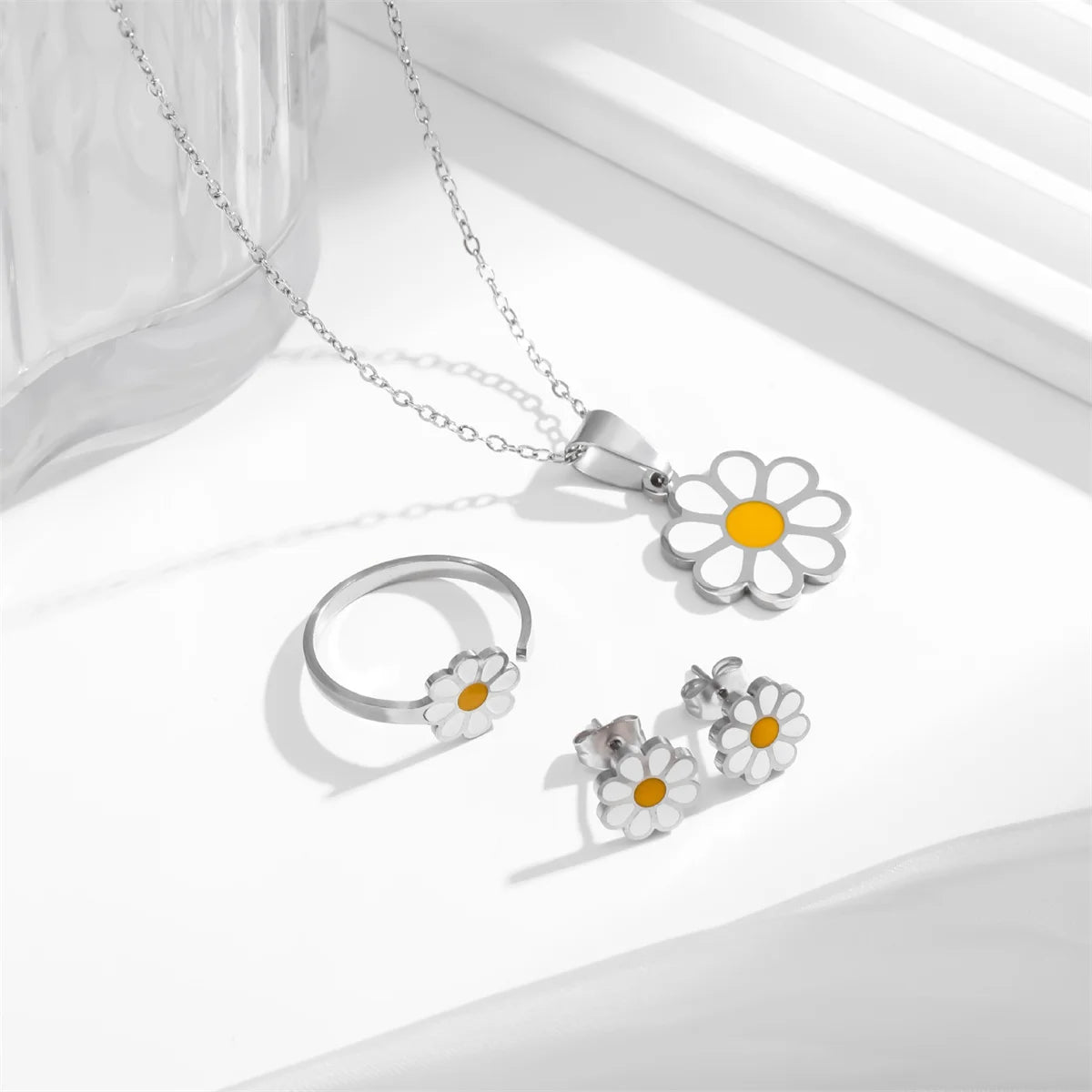 Fashion Vintage Daisy Flower Rings For Women Style Adjustable Opening Finger Ring Bride Wedding Engagement Statement Jewelry Qme