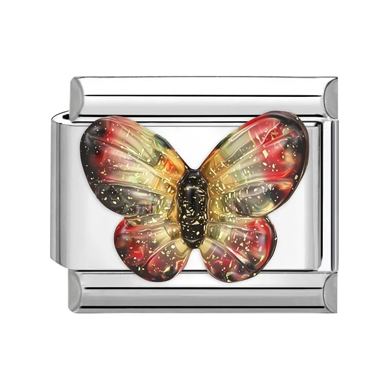 Fashion Colorful Y2K Heart Blue Purple Butterfly Italian Link Fit 9mm Stainless Steel Jewelry Making Charms Bracelets DIY Gifts Qme Style 36