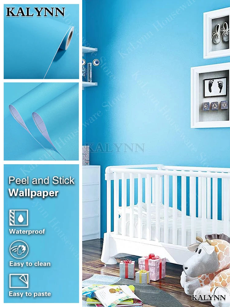 Sky Blue Peel Stick Wallpaper Self Adhesive Contact Paper Vinyl Wall Qme