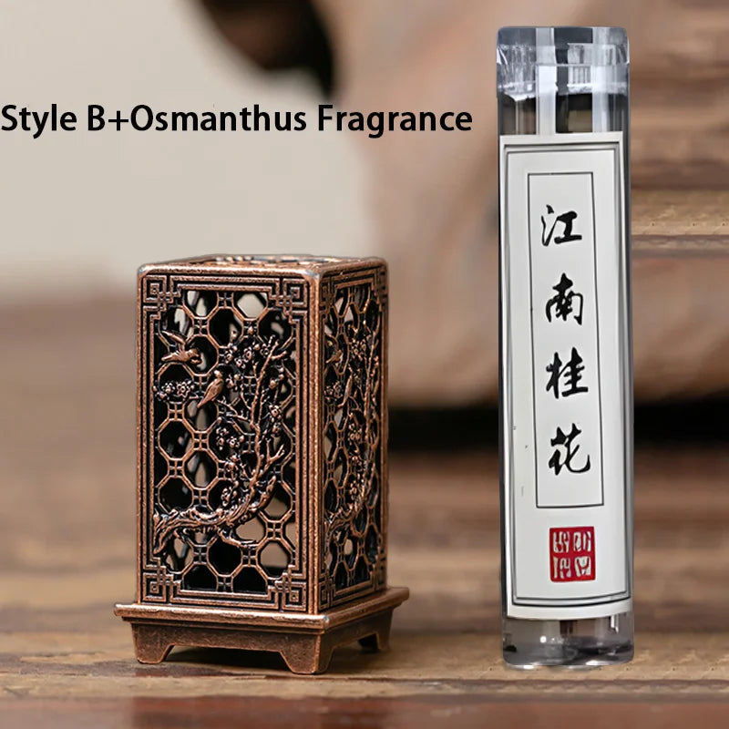 Vertical Incense Burners Alloy Hollow Incense Holder Stickless Powder Lasting Fragrance Incense Accessories Home Fragrance Decor Qme Set 2