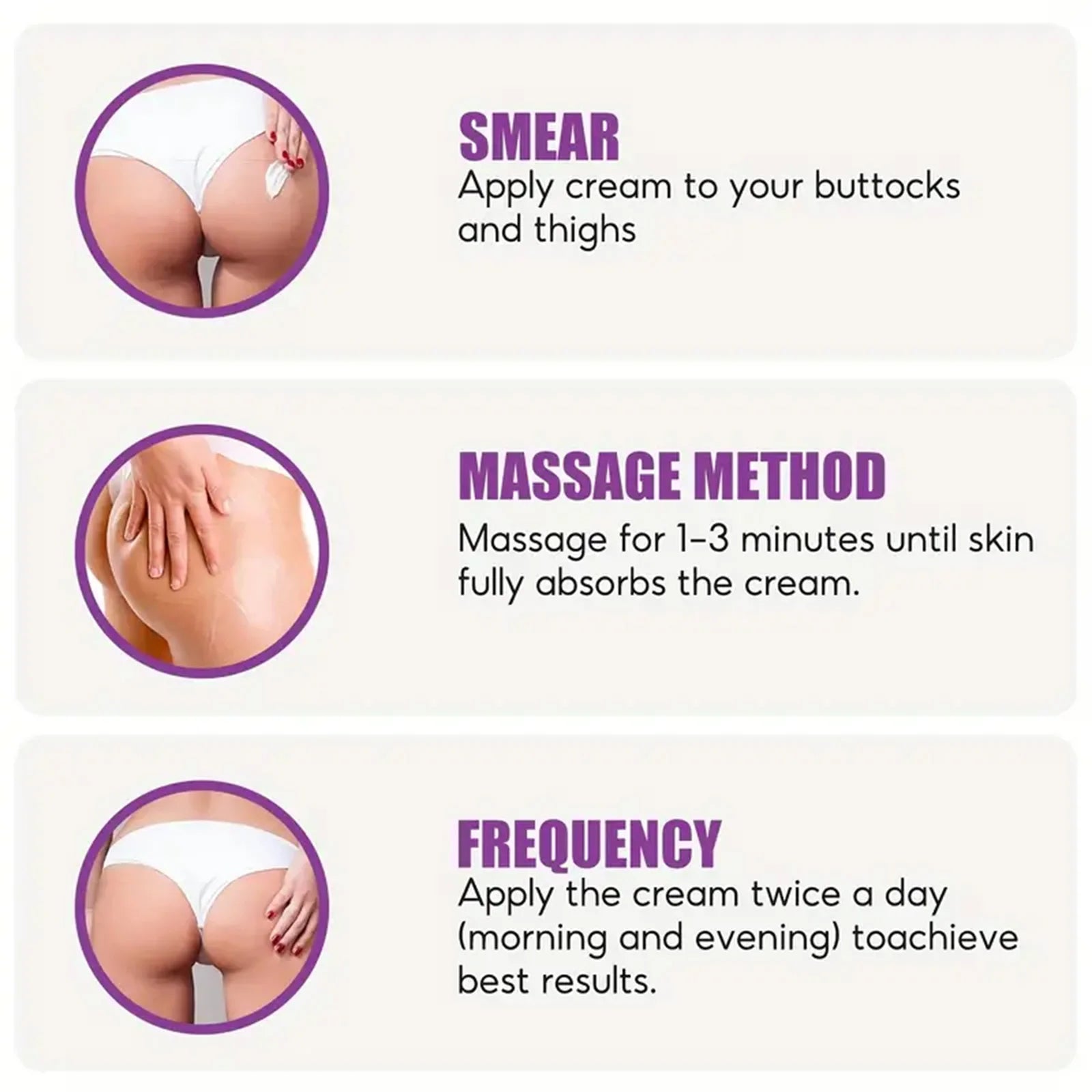 Hip cream with glycerin, vitamin C and hyaluronic acid for all skin types Qme