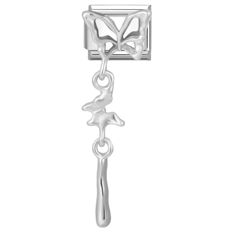 Wholesale Zircon Long Tassel Chain Pendant Series Italian Charm Links Fit 9mm Stainless Steel Bracelet Women DIY Making Jewelrys Qme Style 22